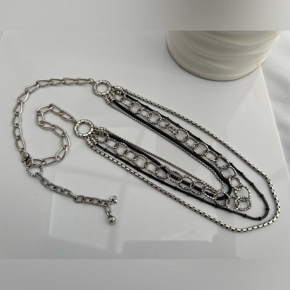 BRIGHTON Pebble Cascade Layered Multi Strand Silver Necklace - Picture 12 of 13